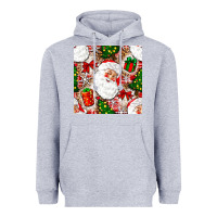 Heather Grey Christmas Santa Claus and gift box Heavyweight Hoodie - NancyCooperArtShop