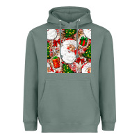 Sage Christmas Santa Claus and gift box Heavyweight Hoodie - NancyCooperArtShop