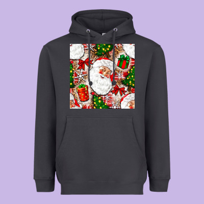 Christmas Santa Claus And Gift Box Heavyweight Hoodie Designed By Nancycooperartshop