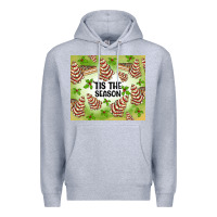Heather Grey tis the season christmas tree cake Premium Hoodie - MaliasSmallBusiness