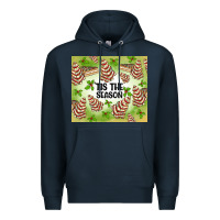 Navy tis the season christmas tree cake Premium Hoodie - MaliasSmallBusiness