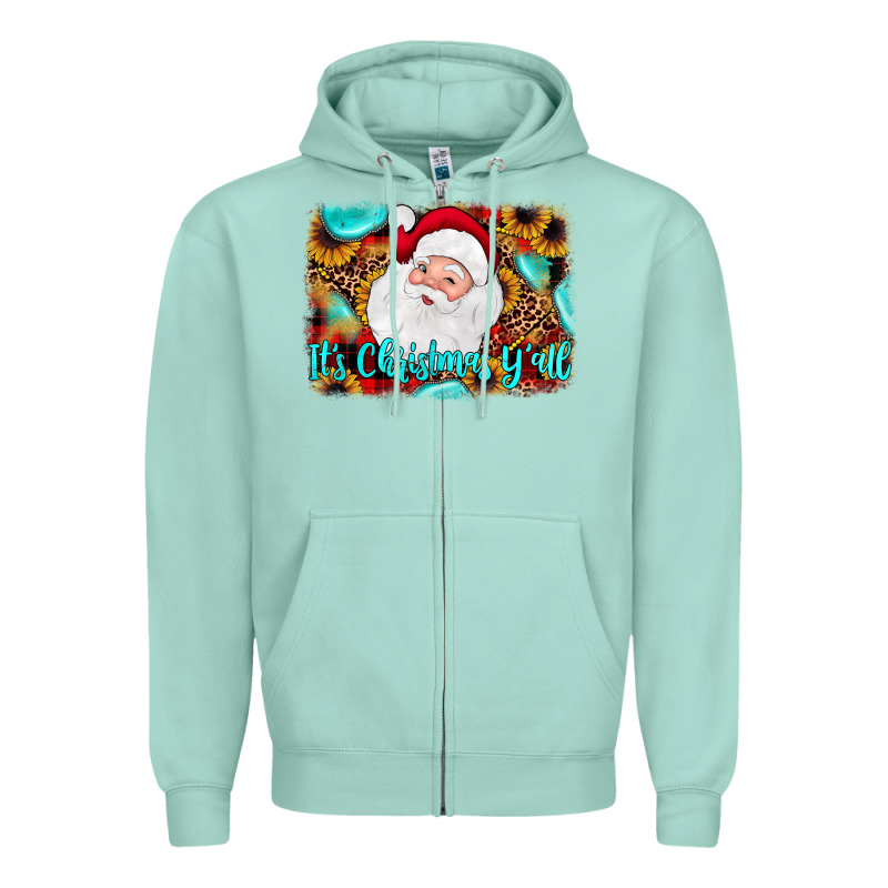 It's Christmas Y'all Background Zipper Hoodie by JahusDesignShop | Teevron