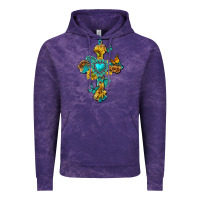 Cloud Purple western cross with gemstone and sunflowers Vintage Hoodie - texasbilliewilder