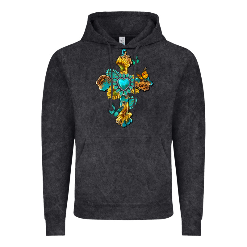 Western Cross With Gemstone And Sunflowers Vintage Hoodie by texasbilliewilder | Teevron