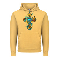 Vintage Mustard western cross with gemstone and sunflowers Vintage Hoodie - texasbilliewilder