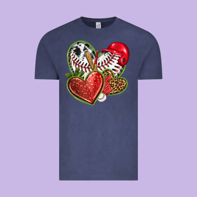 Baseball With Strawberry Hearts Vintage Tee Designed By Texasbilliewilder