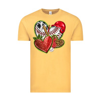 Vintage Mustard baseball with strawberry hearts Vintage Tee - texasbilliewilder