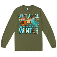 Army Green just a girl who loves winter Long Sleeve Tee - FaDigitalArtStudio