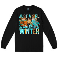 Black just a girl who loves winter Long Sleeve Tee - FaDigitalArtStudio