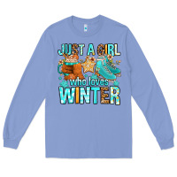 Colony Blue just a girl who loves winter Long Sleeve Tee - FaDigitalArtStudio
