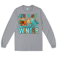 Heather Grey just a girl who loves winter Long Sleeve Tee - FaDigitalArtStudio