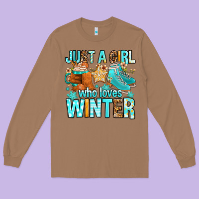 Just A Girl Who Loves Winter Long Sleeve Tee Designed By Fadigitalartstudio