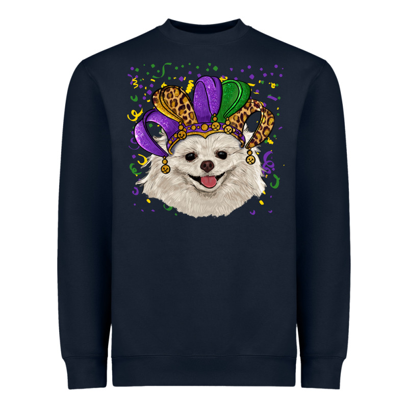 Mardi Gras White Pomeranian With Hat Heavyweight Sweatshirt by RanaPortraitStore | Teevron