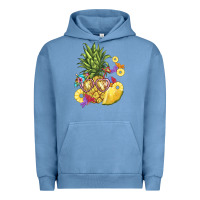 Pigment Pebble Blue pineapple enjoying Urban Hoodie - BarkalooDesign