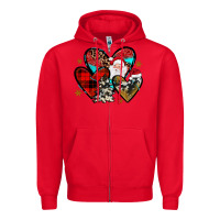 Red Christmas heart Zipper Hoodie - JahusDesignShop