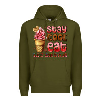 Army Green stay cool eat ice cream Premium Hoodie - AdoDesignShop