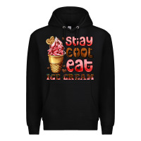 Black stay cool eat ice cream Premium Hoodie - AdoDesignShop