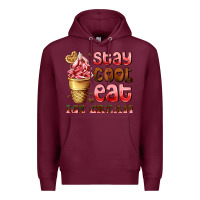 Burgundy stay cool eat ice cream Premium Hoodie - AdoDesignShop