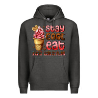 Charcoal Heather stay cool eat ice cream Premium Hoodie - AdoDesignShop