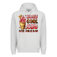 Dove Grey stay cool eat ice cream Premium Hoodie - AdoDesignShop