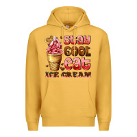 Mustard stay cool eat ice cream Premium Hoodie - AdoDesignShop