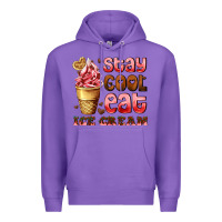 Purple stay cool eat ice cream Premium Hoodie - AdoDesignShop