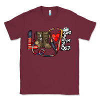 Burgundy america nurse Classic Tee - CowhideDigitalArt