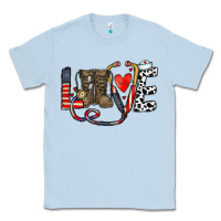 Dusty Blue america nurse Classic Tee - CowhideDigitalArt