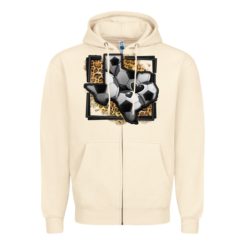 Leopard Soccer Texas Map Zipper Hoodie by Jasminsmagicworld | Teevron