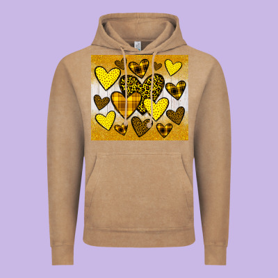 Yellow Hearts Vintage Hoodie Designed By Jahusdesignshop