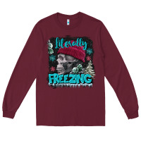 Burgundy literally freezing skull Long Sleeve Tee - FaDigitalArtStudio