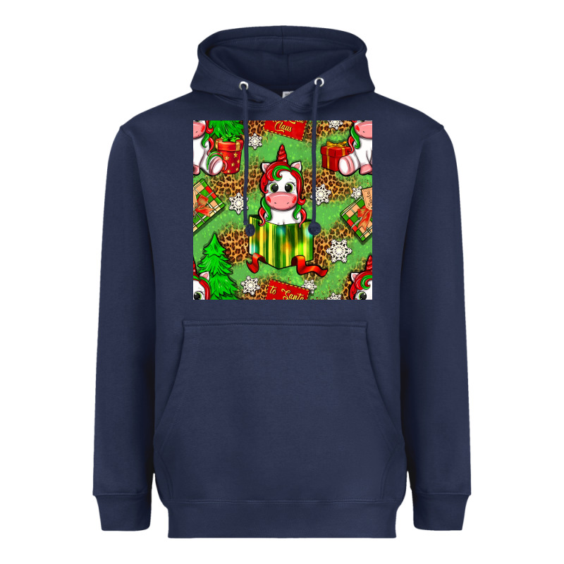 Christmas Unicorn And Gift Box Heavyweight Hoodie by NancyCooperArtShop | Teevron