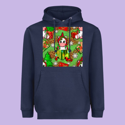 Christmas Unicorn And Gift Box Heavyweight Hoodie Designed By Nancycooperartshop