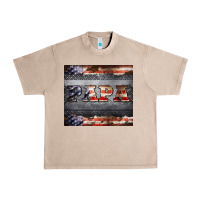 French Oak papa metal and american flag tumbler Urban Heavy Tee - BarkalooDesign