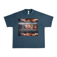 Midnight Navy papa metal and american flag tumbler Urban Heavy Tee - BarkalooDesign