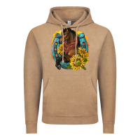 Western Horse With Horseshoe Vintage Hoodie | Teevron
