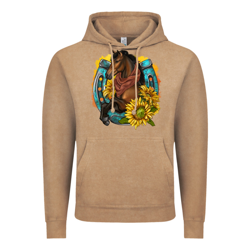 Western Horse With Horseshoe Vintage Hoodie by texasbilliewilder | Teevron