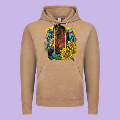 Vintage Hoodie western horse with horseshoe