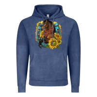 Vintage Denim western horse with horseshoe Vintage Hoodie - texasbilliewilder