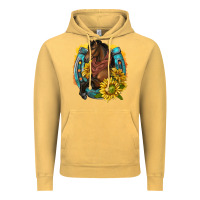 Vintage Mustard western horse with horseshoe Vintage Hoodie - texasbilliewilder