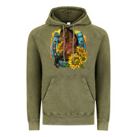 Vintage Olive western horse with horseshoe Vintage Hoodie - texasbilliewilder