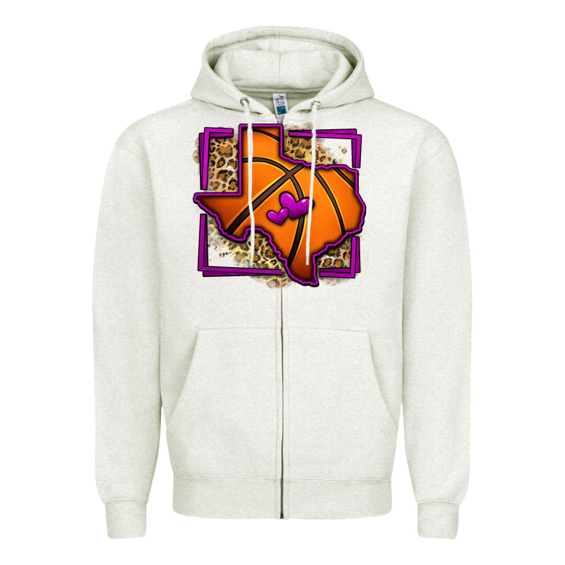 Leopard Basketball Texas Map Zipper Hoodie by Jasminsmagicworld | Teevron