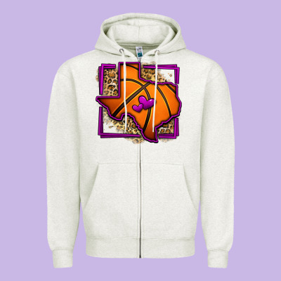 Leopard Basketball Texas Map Zipper Hoodie Designed By Jasminsmagicworld