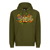 Army Green thankful pumpkins Premium Hoodie - MaliasSmallBusiness