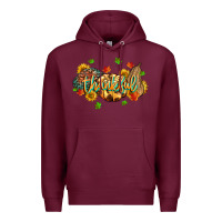 Burgundy thankful pumpkins Premium Hoodie - MaliasSmallBusiness
