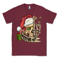 Burgundy festive af christmas skull Classic Tee - FaDigitalArtStudio