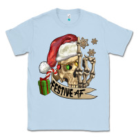 Dusty Blue festive af christmas skull Classic Tee - FaDigitalArtStudio