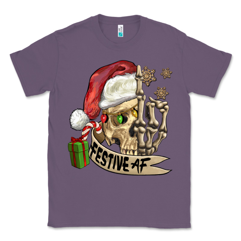 Festive Af Christmas Skull Classic Tee by FaDigitalArtStudio | Teevron