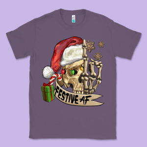 Festive Af Christmas Skull Classic Tee Designed By Fadigitalartstudio