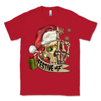 Red festive af christmas skull Classic Tee - FaDigitalArtStudio